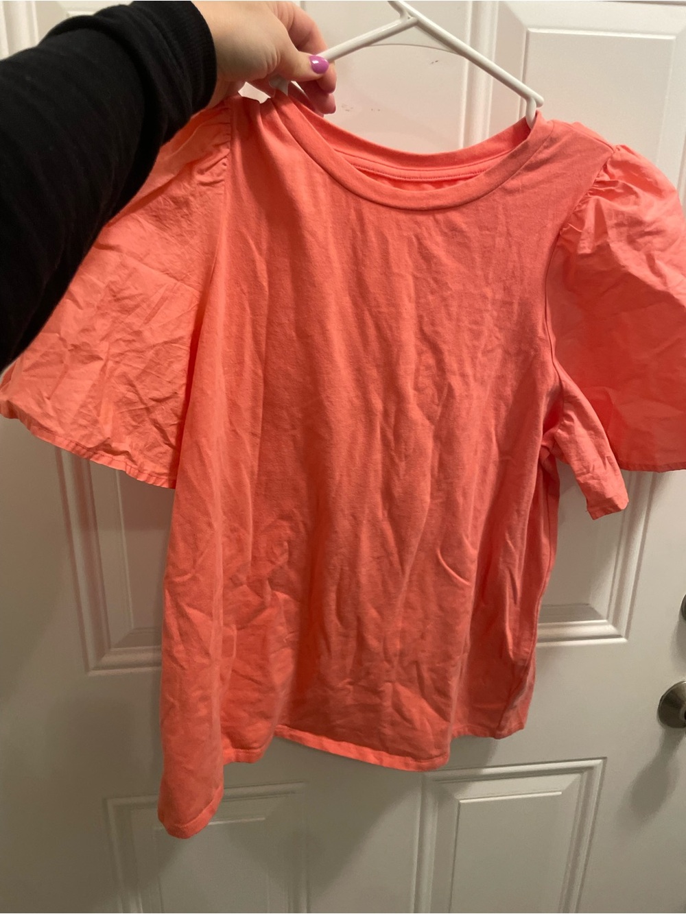 a new day - Women’s Coral Pink Puff-Sleeve Short Sleeve Tee